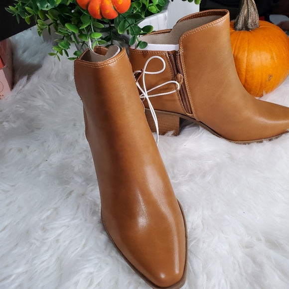 A.N.A. Duch Cognac Ankle Boots with Side Zipper - Picture 2 of 7